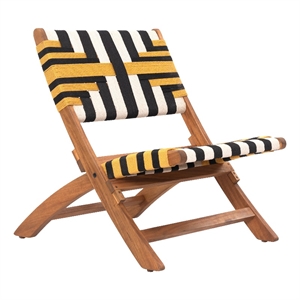 Pemberly Row Contemporary Solid Wood Outdoor Lounge Chair Multicolor