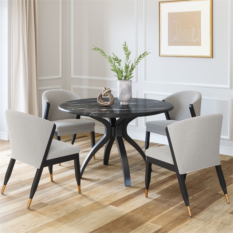 Pemberly Row Modern / Contemporary Metal Dining Table Black Finish