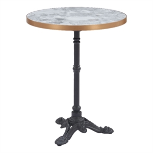 Pemberly Row Faux Stone MDF/Cast Aluminum Iron Patio Pub Table in Multi-Color