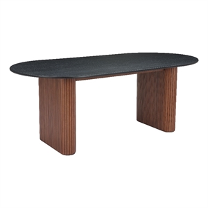 Pemberly Row Contemporary Engineered Wood Dining Table Black & Walnut