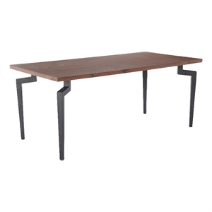 Pemberly Row Modern / Contemporary Metal Dining Table Walnut