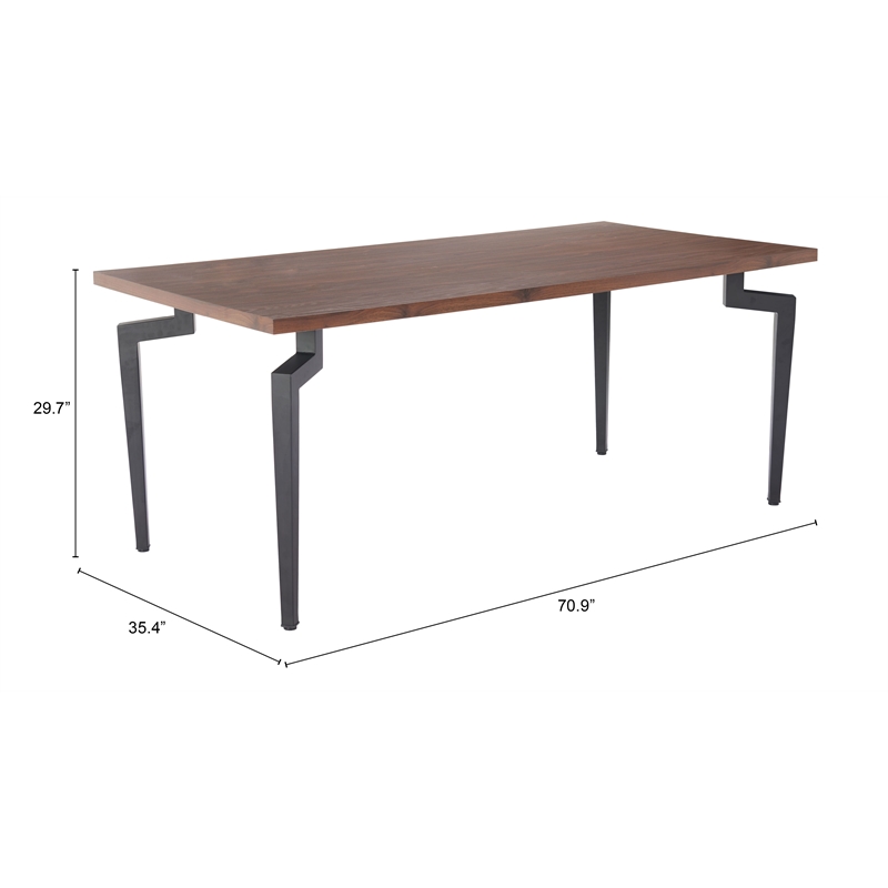 Pemberly Row Modern / Contemporary Metal Dining Table Walnut