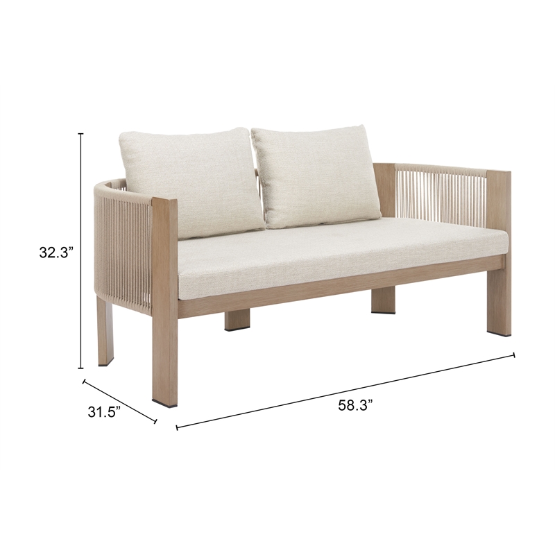 Pemberly Row Modern / Contemporary Aluminum Outdoor Sofa Beige