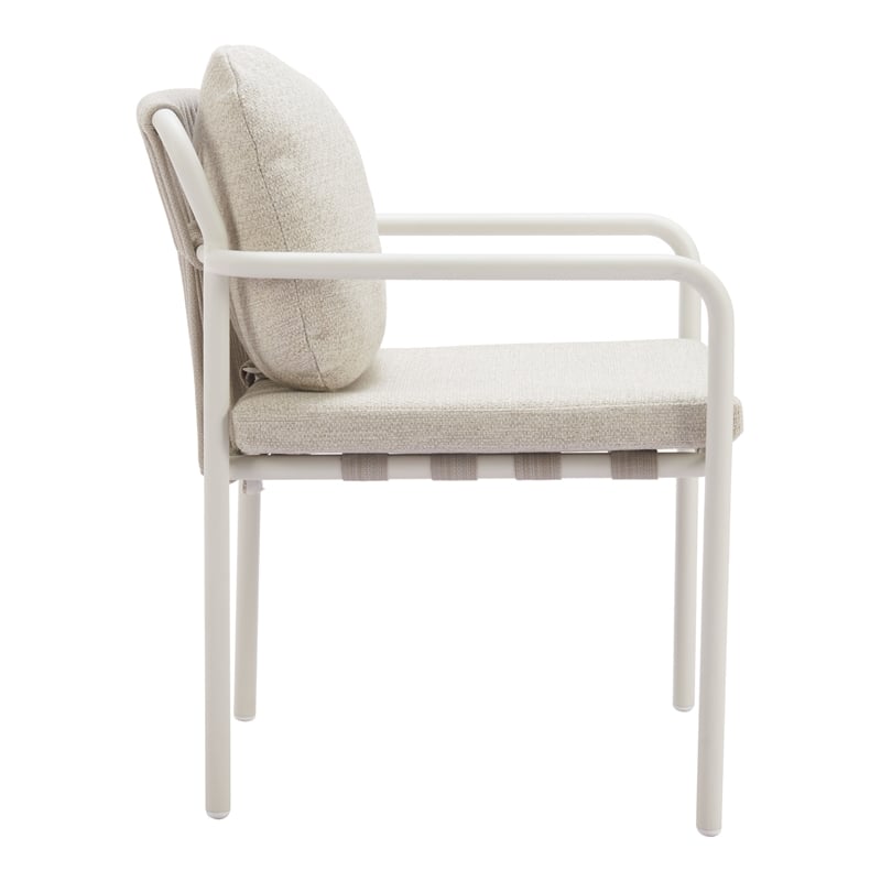 Pemberly Row Contemporary Outdoor Dining Chair Beige (Set of 2)