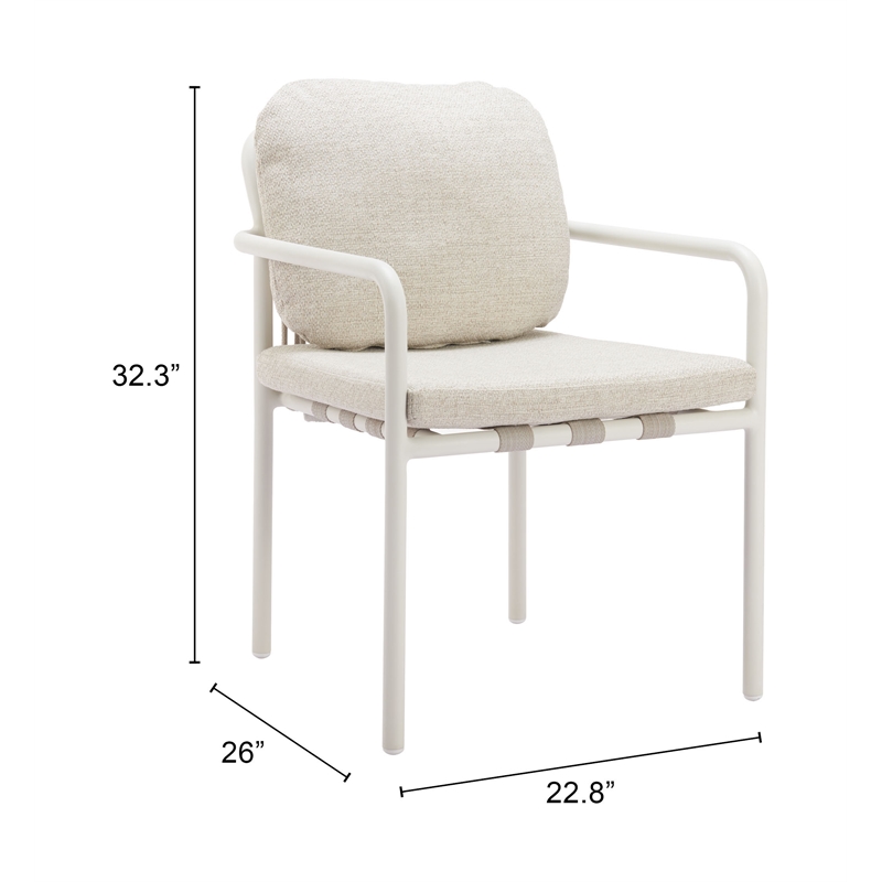 Pemberly Row Contemporary Outdoor Dining Chair Beige (Set of 2)