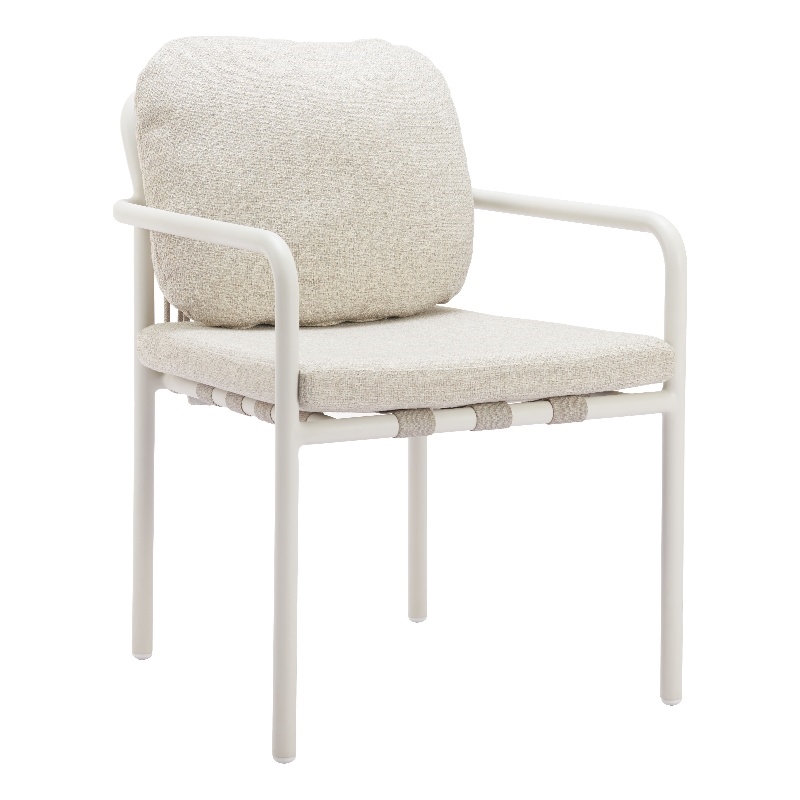 Pemberly Row Contemporary Outdoor Dining Chair Beige (Set of 2)