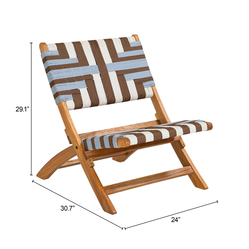 Pemberly Row Contemporary Solid Wood Outdoor Lounge Chair Multicolor