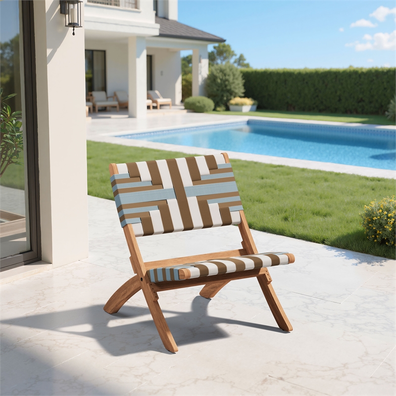 Pemberly Row Contemporary Solid Wood Outdoor Lounge Chair Multicolor