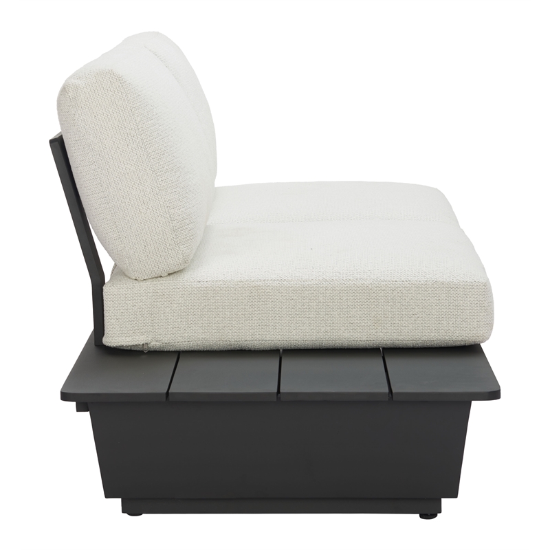 Pemberly Row Contemporary Aluminum Outdoor LHF Loveseat Beige