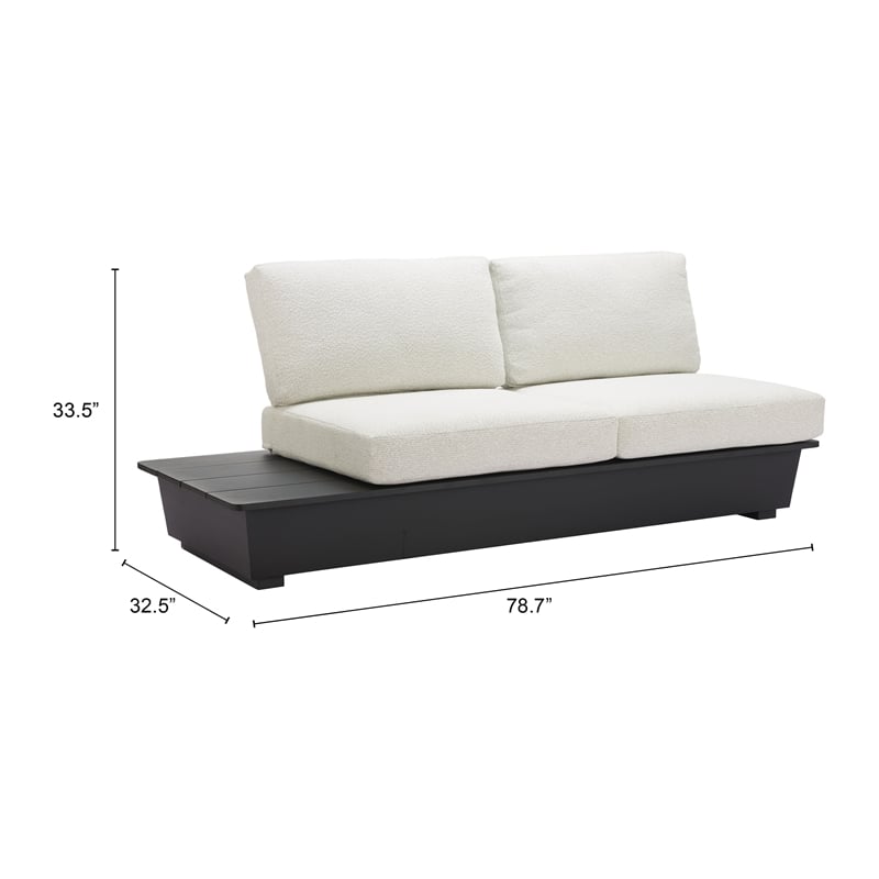 Pemberly Row Contemporary Aluminum Outdoor LHF Loveseat Beige
