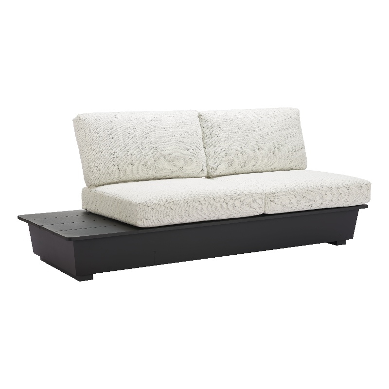 Pemberly Row Contemporary Aluminum Outdoor LHF Loveseat Beige