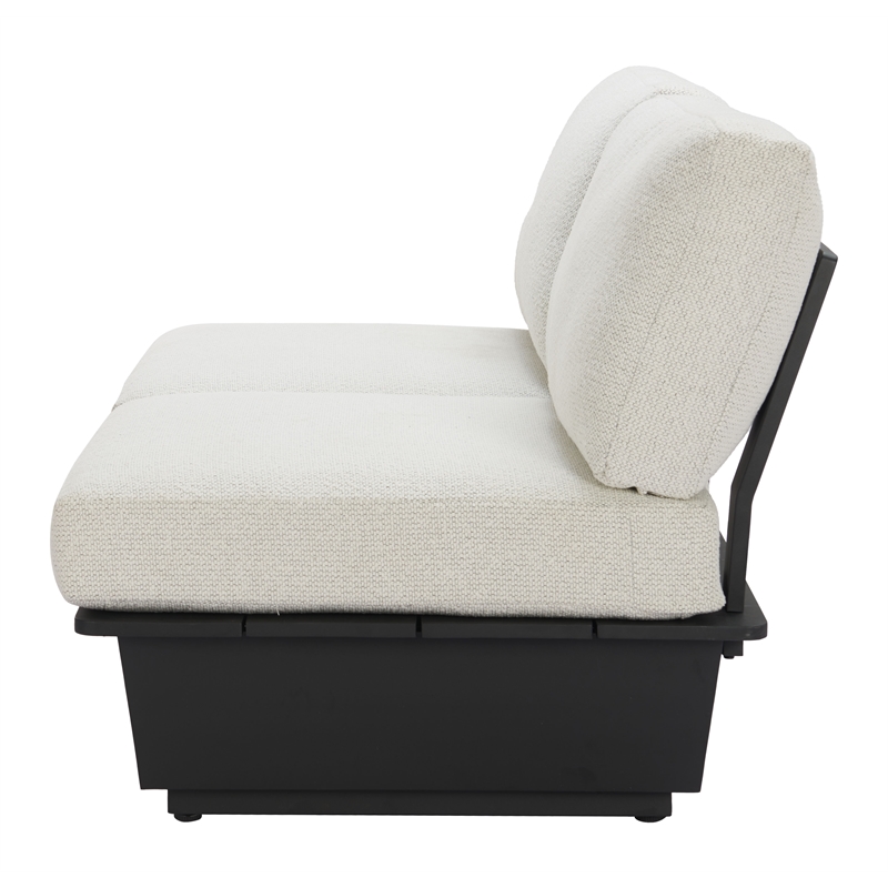 Pemberly Row Contemporary Aluminum Outdoor RHF Loveseat Beige