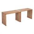 Pemberly Row Contemporary Solid Wood Outdoor Extendable Bench Natural