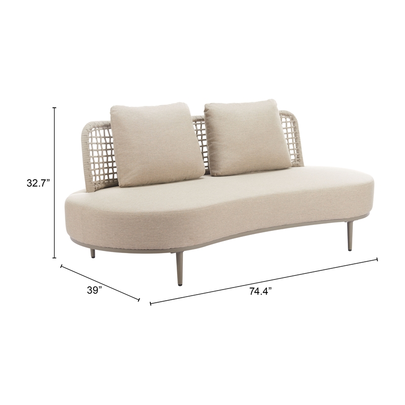 Pemberly Row Modern / Contemporary Aluminum Outdoor Sofa Beige