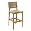 Pemberly Row Contemporary Assembled Solid Wood Outdoor Barstool Beige
