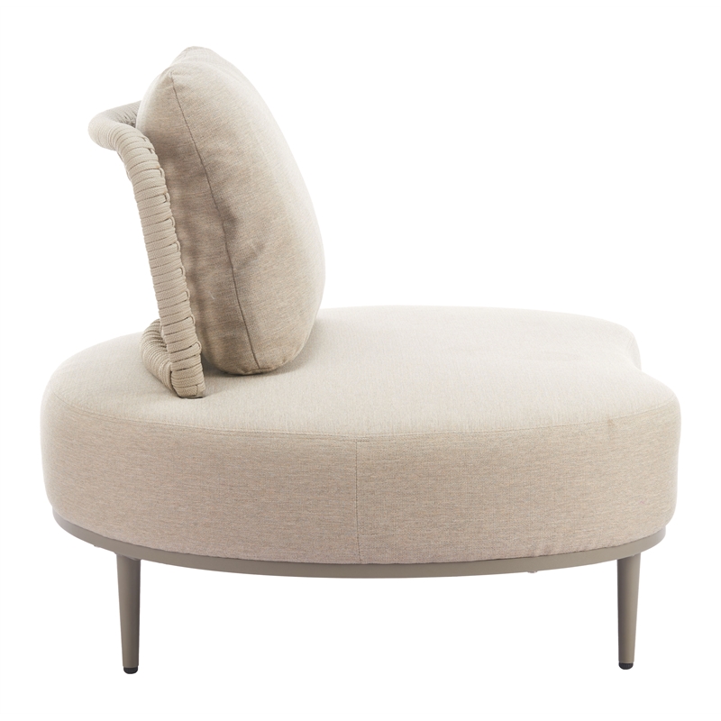 Pemberly Row Contemporary Aluminum Outdoor Accent Chair Beige
