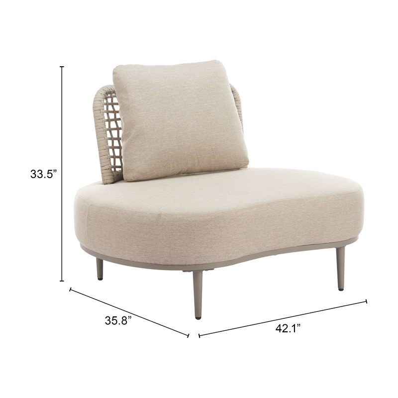 Pemberly Row Contemporary Aluminum Outdoor Accent Chair Beige