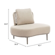 Pemberly Row Contemporary Aluminum Outdoor Accent Chair Beige