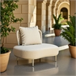 Pemberly Row Contemporary Aluminum Outdoor Accent Chair Beige