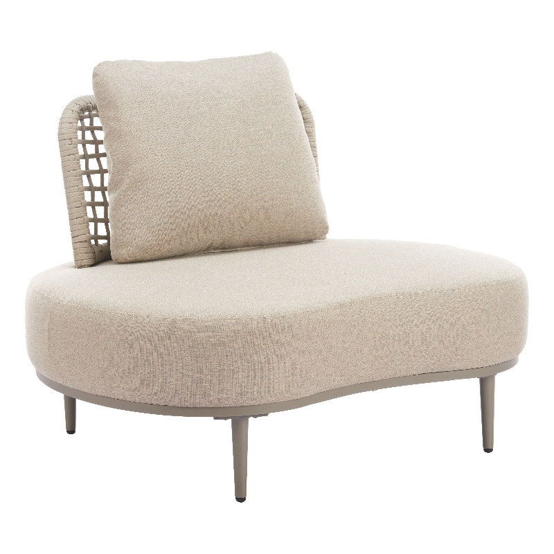 Pemberly Row Contemporary Aluminum Outdoor Accent Chair Beige