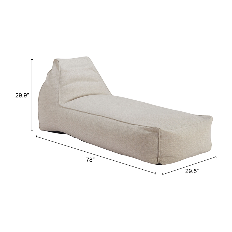 Pemberly Row Contemporary Assembled Fabric Outdoor Lounge Chair Beige