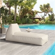 Pemberly Row Contemporary Assembled Fabric Outdoor Lounge Chair Beige