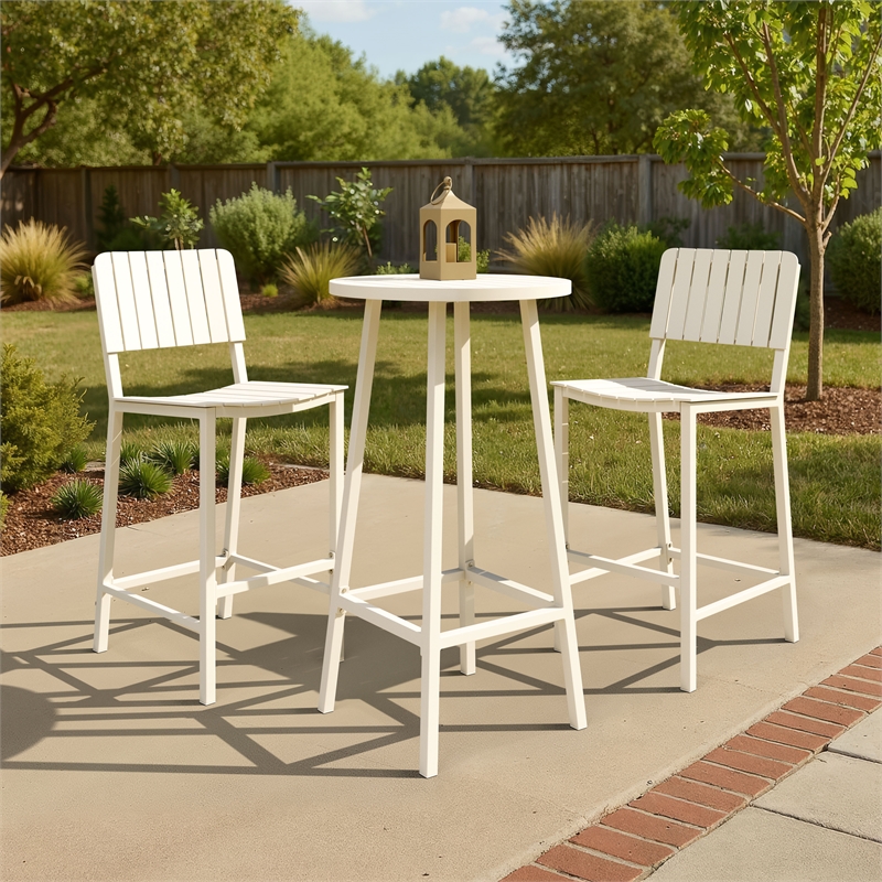 Pemberly Row Modern / Contemporary Aluminum Outdoor Barstool White