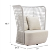 Pemberly Row Contemporary Aluminum Outdoor Accent Chair Beige
