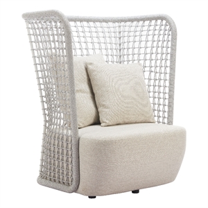 Pemberly Row Contemporary Aluminum Outdoor Accent Chair Beige