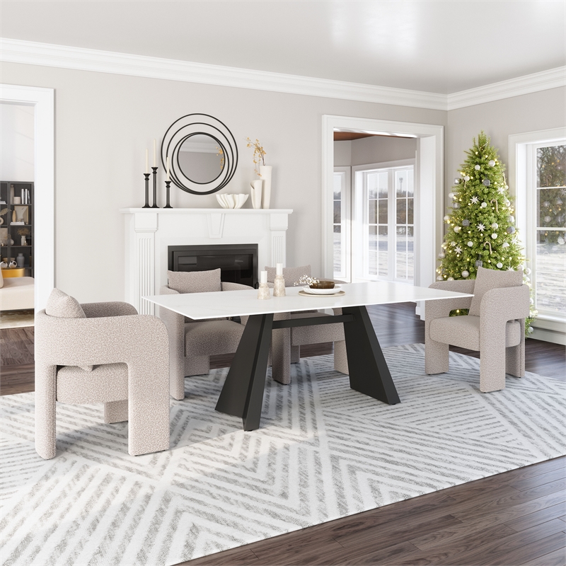 Pemberly Row Modern / Contemporary Metal Dining Table White Finish