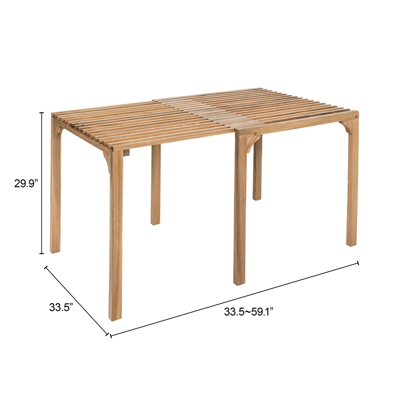 Pemberly Row Contemporary Wood Extendable Dining Table Natural
