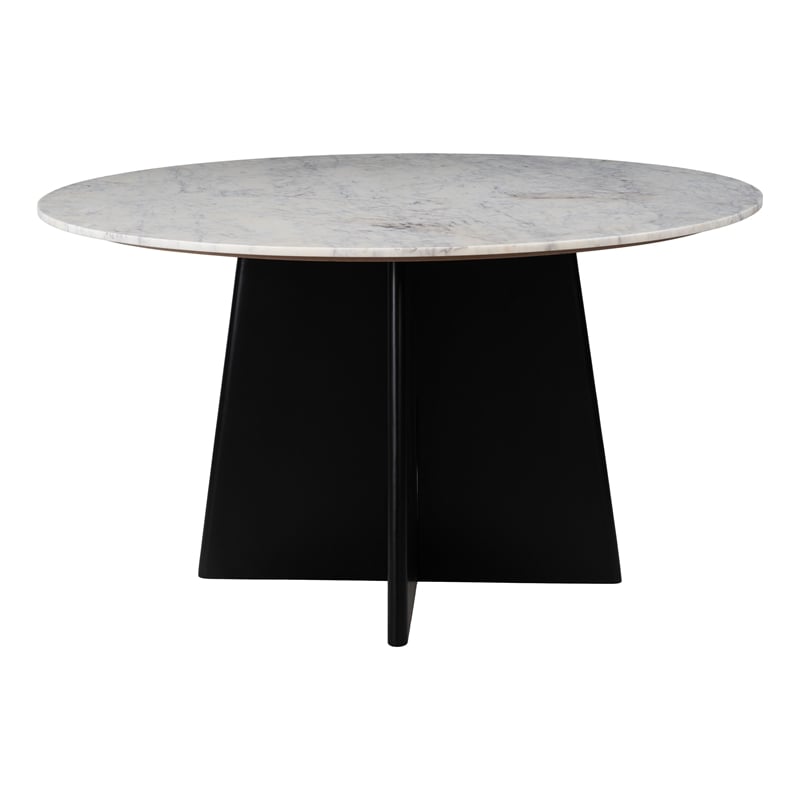 Pemberly Row Contemporary Engineered Wood Dining Table White & Black