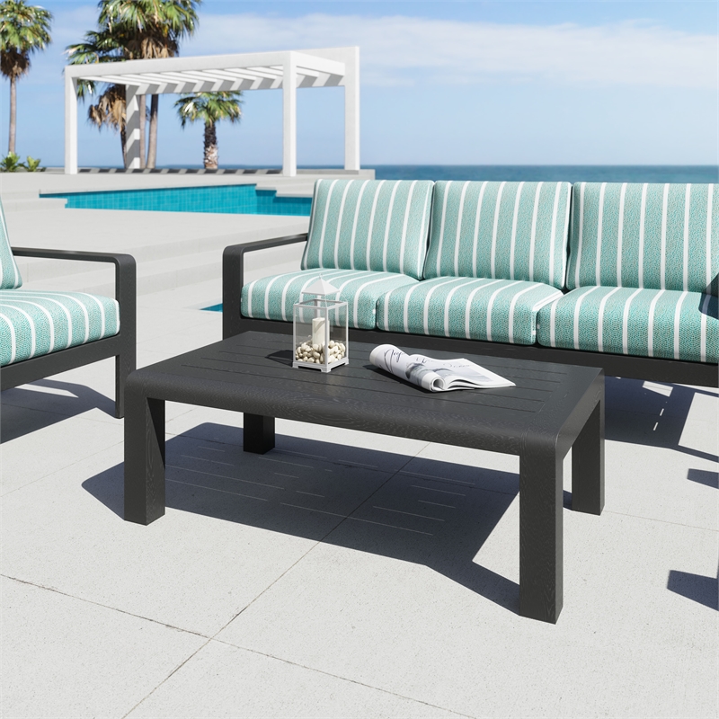 Pemberly Row Contemporary Assembled Aluminum Coffee Table Black