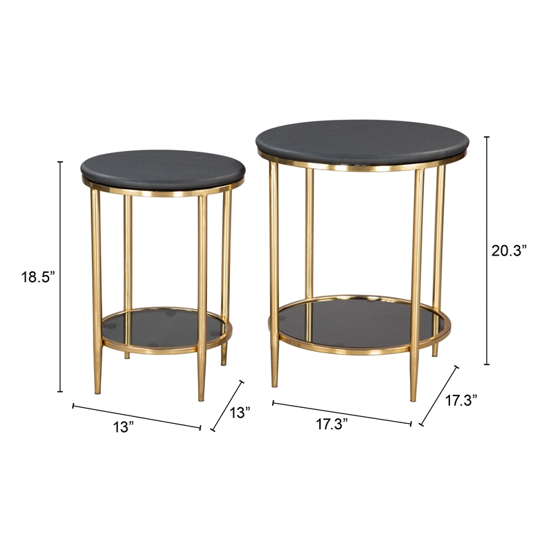 Pemberly Row Contemporary Engineered Wood Coffee Table Set (2-Piece) Black