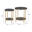 Pemberly Row Contemporary Engineered Wood Coffee Table Set (2-Piece) Black