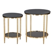 Pemberly Row Contemporary Engineered Wood Coffee Table Set (2-Piece) Black