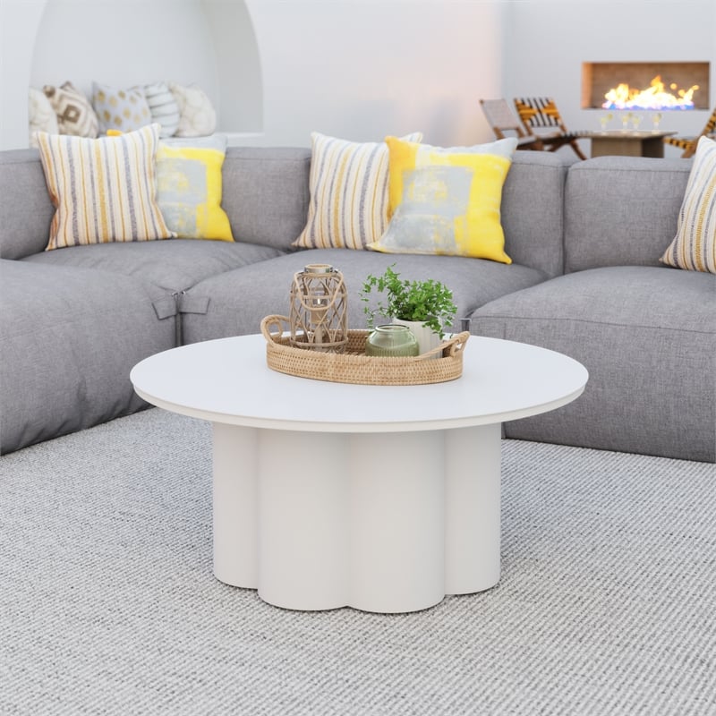 Pemberly Row Contemporary Assembled Aluminum Coffee Table White