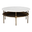 Pemberly Row Modern / Contemporary Metal Coffee Table White & Brass