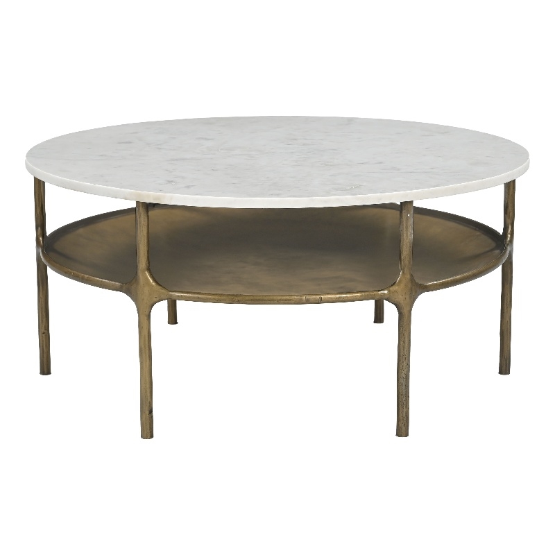 Pemberly Row Modern / Contemporary Metal Coffee Table White & Brass