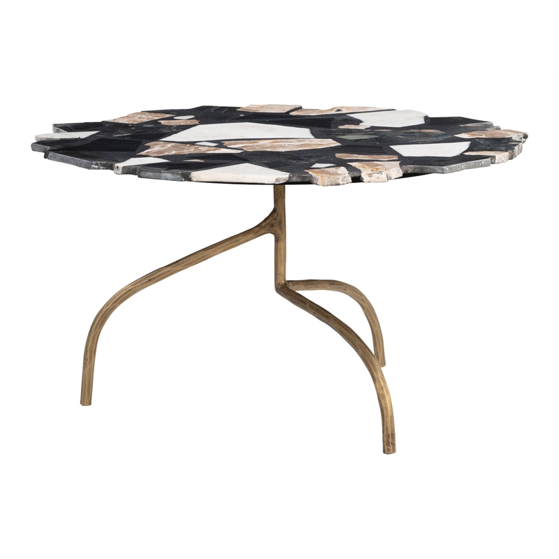 Pemberly Row Contemporary Iron and Terrazzo Coffee Table in Multi-Color