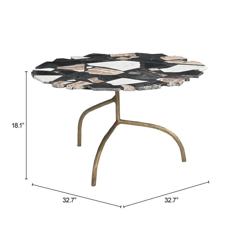 Pemberly Row Contemporary Iron and Terrazzo Coffee Table in Multi-Color