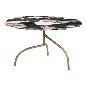 Pemberly Row Contemporary Iron and Terrazzo Coffee Table in Multi-Color