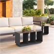 Pemberly Row Contemporary Faux Wood Aluminum Coffee Table in Charcoal