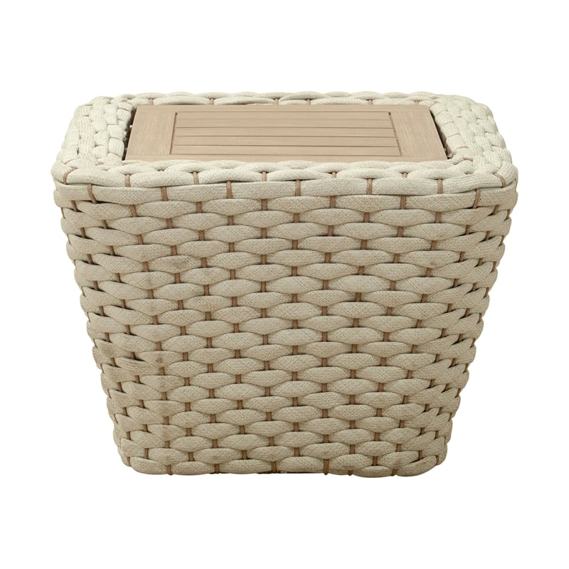 Pemberly Row Contemporary Aluminum Coffee Table White & Natural