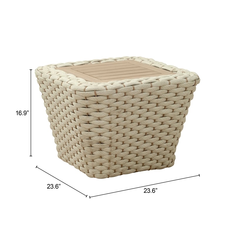 Pemberly Row Contemporary Aluminum Coffee Table White & Natural