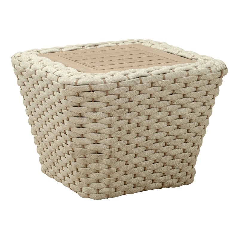 Pemberly Row Contemporary Aluminum Coffee Table White & Natural