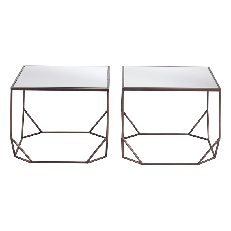 Pemberly Row Contemporary Engineered Wood Coffee Table Set (2-Piece) Bronze