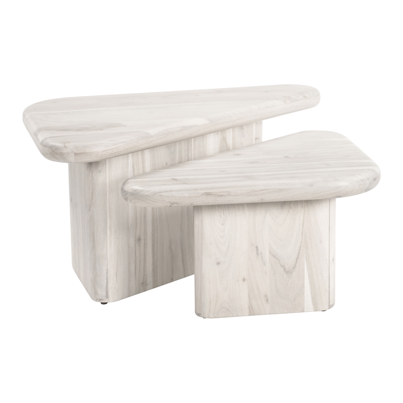 Pemberly Row Contemporary Coffee Table Set (2-Piece) Natural