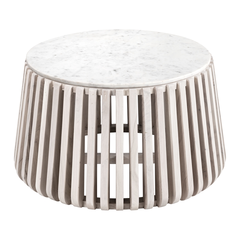 Pemberly Row Contemporary Engineered Wood Coffee Table White & Natural