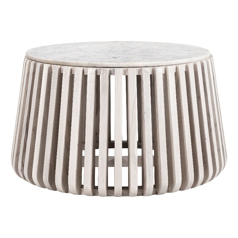 Pemberly Row Contemporary Engineered Wood Coffee Table White & Natural